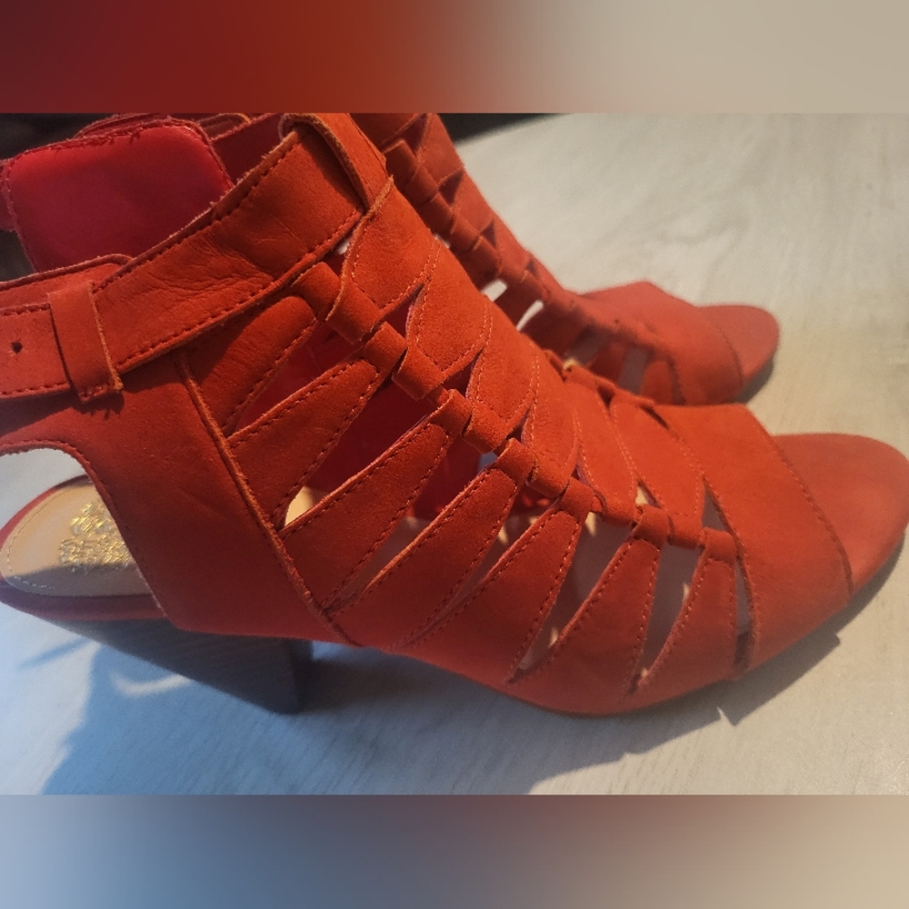 Women's Orange Strappy Heeled Sandals